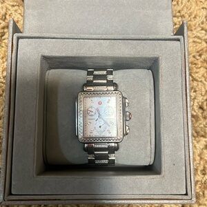 Michele Diamond Deco Watch with Diamond Band. Pre-Loved Authentic Michele Watch